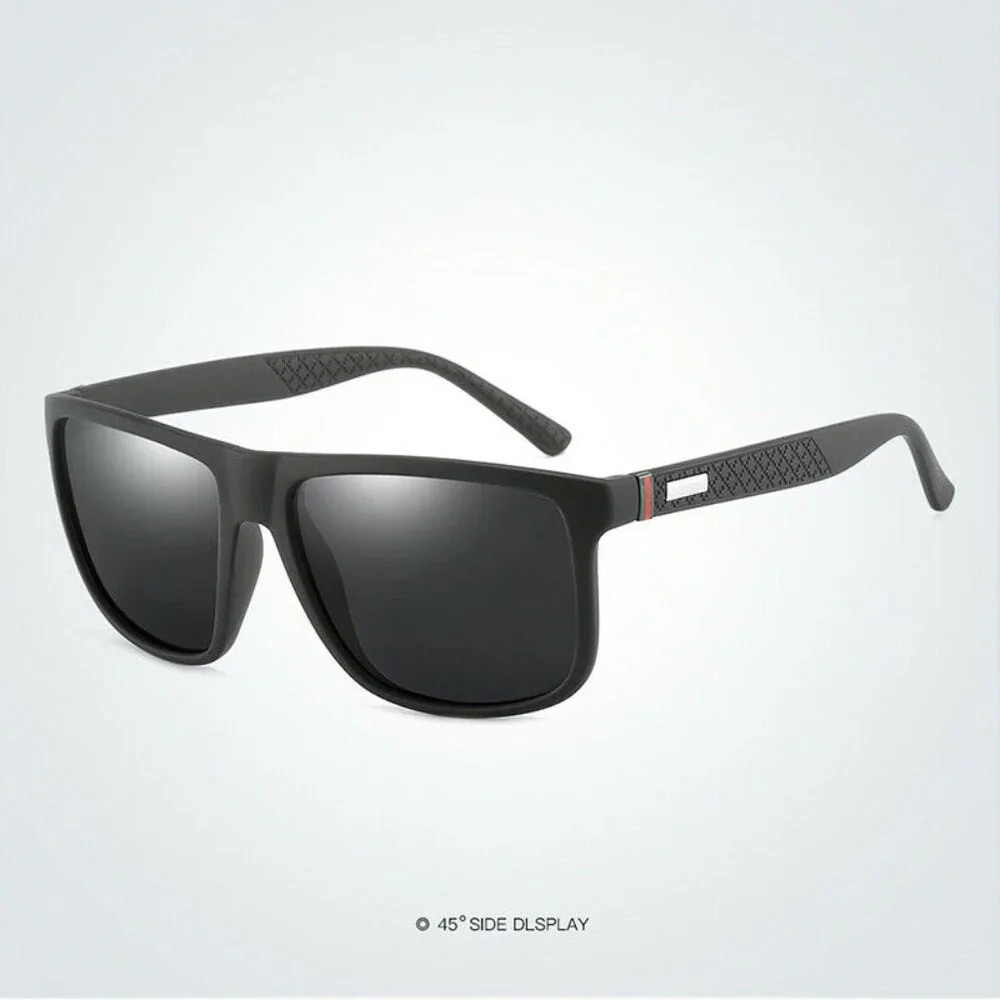 Men‎ Sports Sunglasses Polarized Retro Black Lens Outdoor Driving Light Weight